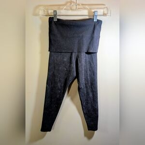 H&M Divided Grey Ribbed Acid Wash Fold-Over Leggings - XS